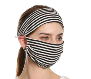 2pc Striped Face Mask & Headband Set