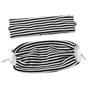 2pc Striped Face Mask & Headband Set