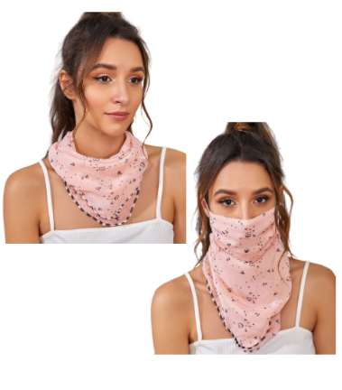 Pink Heart Face Mask / Scarf Combo